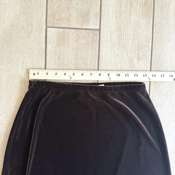 VTG Y2K Express Tricot Velvet Maxi Skirt Medium Brown Whimsygoth 90s Grunge - Picture 4 of 5